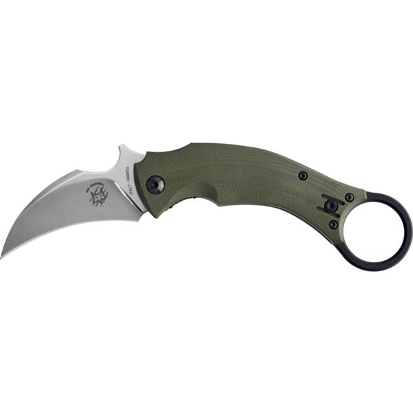 FOX/BASTINELLI BLACKBIRD KARAMBIT STONEWASHED bld G10 GREEN hdl