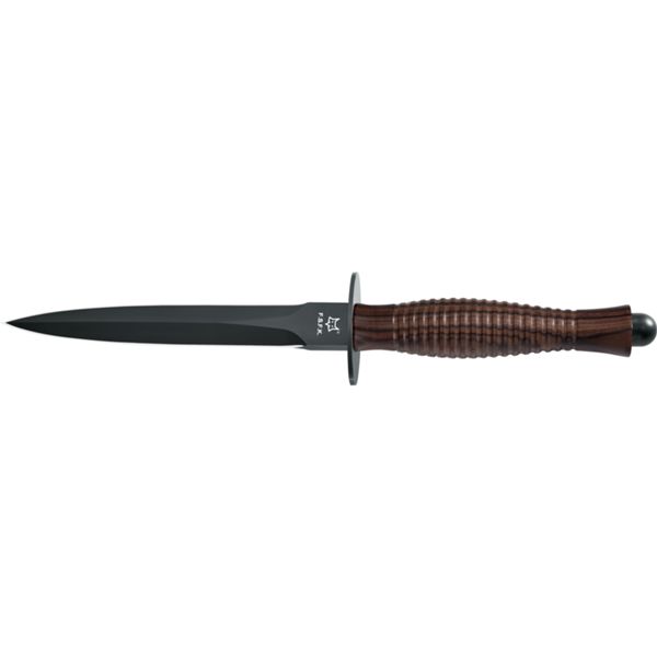 FOX FAIRBAIRN SYKES FIGHTING KNIFE, BLUNT EDGE PVD bld, WALNUT WOOD hdl