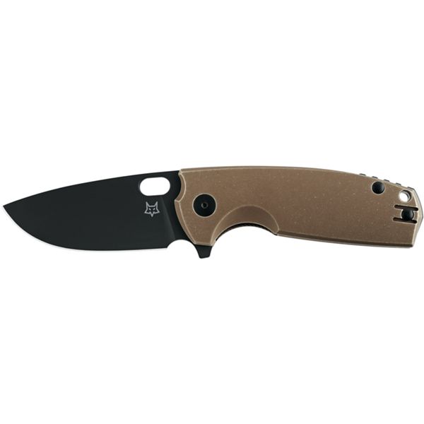 FOX/VOX CORE FOLD. KNIFE BROWN ALUMINIUM hdl, STAINLESS STEEL ELMAX BLACK TOP SHIELD bld