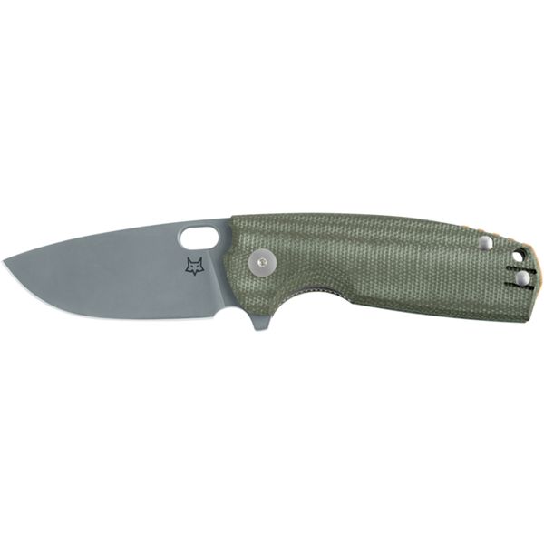 FOX/VOX CORE FOLD. KNIFE GREEN CANVAS MICARTA hdl, STAINLESS STEEL ELMAX ACID STONEWASHED bld