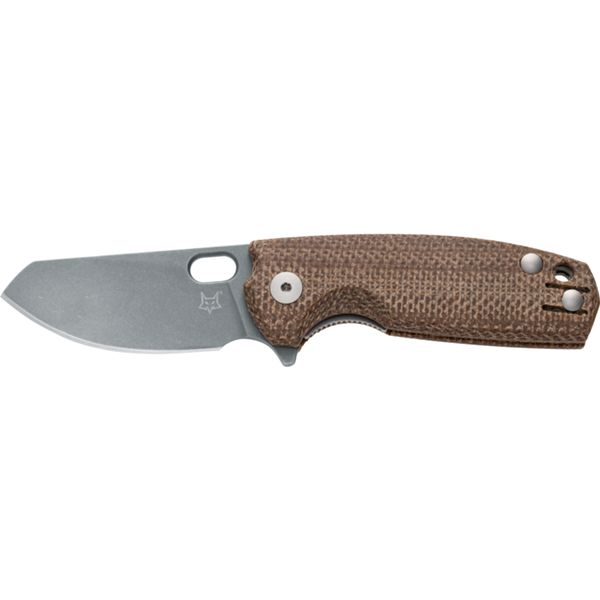 FOX/VOX BABY CORE FOLD. KNIFE, M390 ACID STONEWASHED bld, CANVAS NATURAL MICARTA hdl