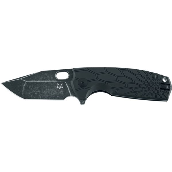 CORE TANTO, FOLDING KNIFE. N690CO TOP SHIELD STONE WASHED bld, BLACK FRN hdl