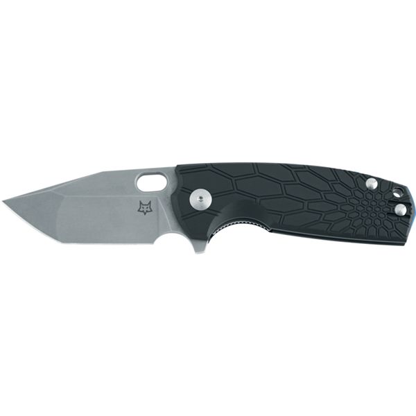 CORE TANTO, FOLDING KNIFE. N690CO ACID STONE WASHED bld, BLACK FRN hdl