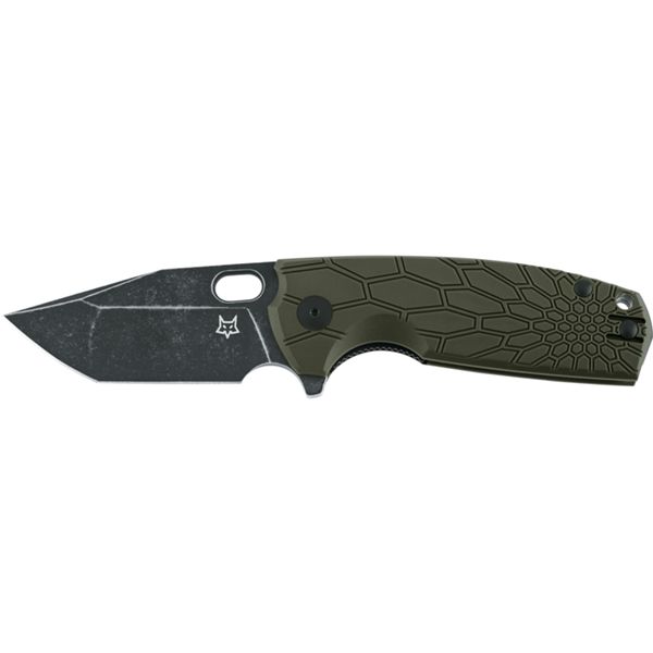 CORE TANTO, FOLDING KNIFE. N690CO TOP SHIELD STONE WASHED bld, GREEN FRN hdl