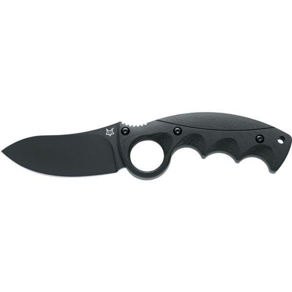 FOX/RUSS KOMMER ALASKAN HUNTER FIXED KNIFE BLACK G10 hdl, BLACK IDROGLIDER BECUT STEEL bld