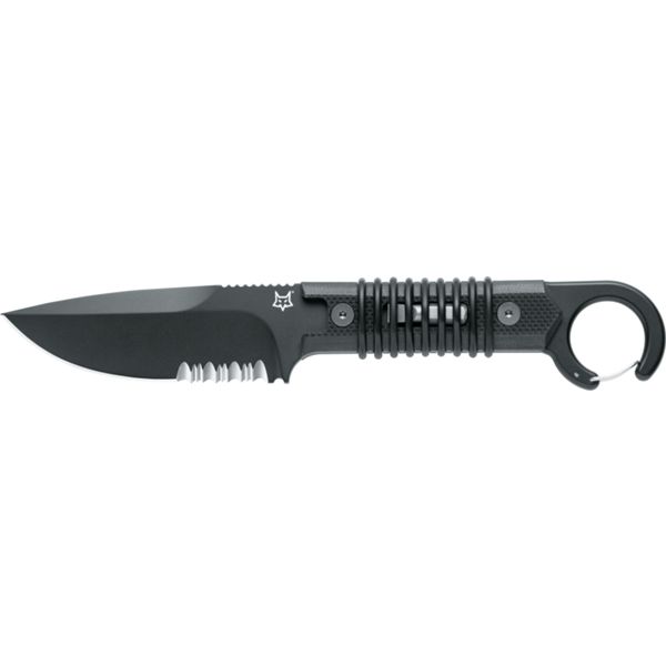 FOX RUMICI FKMD SURVIVAL FEROX FIXED KNIFE, IDROGLIDER SERRATED N690 bld, BLACK G10 hdl