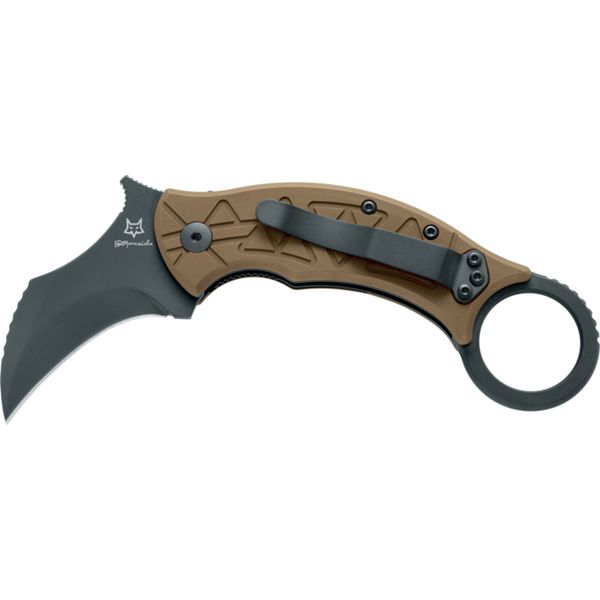 FOX/MARCAIDA FX 802 TIPVD KARAMBIT FOLDING KNIFE, M390 BLACK PVD bld.,  ANODIZED TITANIUM BRONZE hdl.