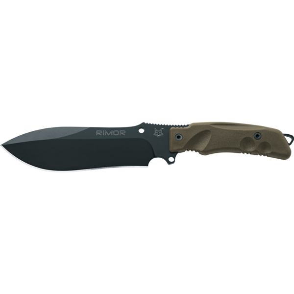 FOX RIMOR BUSHCRAFT AND ADVENTURE KNIFE FRN hdl, N690CO BLACK IDROGLIDER bld