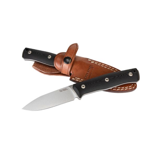 B35 - Fixed bld SLEIPNER satin G10 hdl, leather sheath