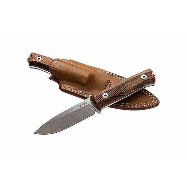 B40 Bushcraft - Fixed bld Sleipner Steel stonewashed, SANTOS wood hdl, leather sheath