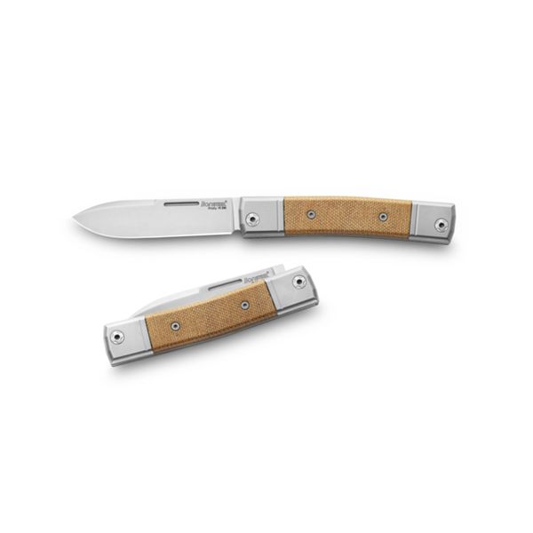 BestMan - M390 DROP bld, Natural Canvas hdl, Titanium Bolster & liners