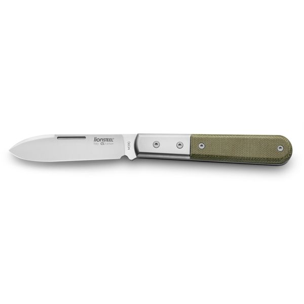 BARLOW - Spear M390 blade, green Canvas Handle, Ti Bolster & liners