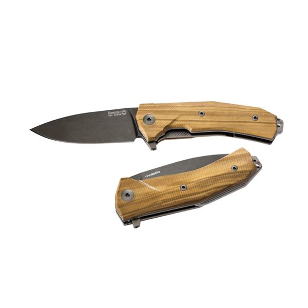 KUR - Liner Lock Sleipner bld PVD+SW bld, OLIVE WOOD hdl, IKBS