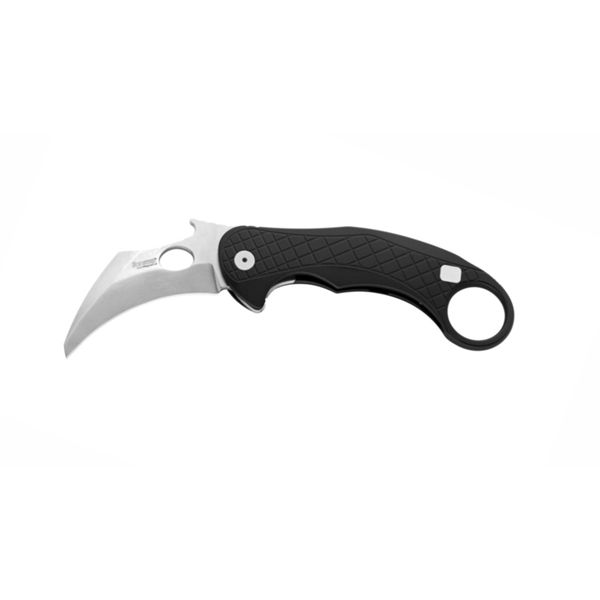 L.E.One - Folding knife STONEWASHED MagnaCut bld,BLACK aluminum hdl