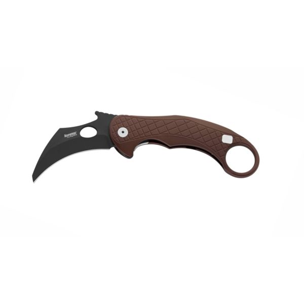 L.E.One - Folding knife Chemical Black MagnaCut bld, EARTH BROWN aluminum hdl