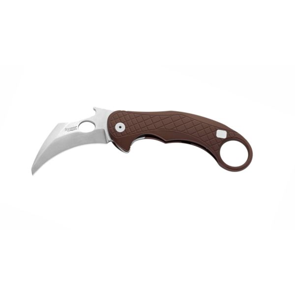 L.E.One - Folding knife STONEWASHED MagnaCut bld,EARTH BROWN aluminum hdl