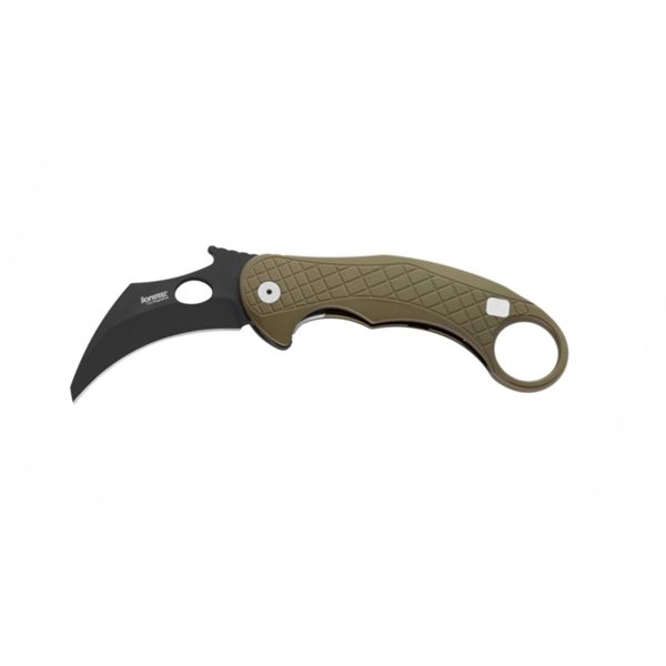 L.E.One - Folding knife Chemical Black MagnaCut bld, GREEN aluminum hdl