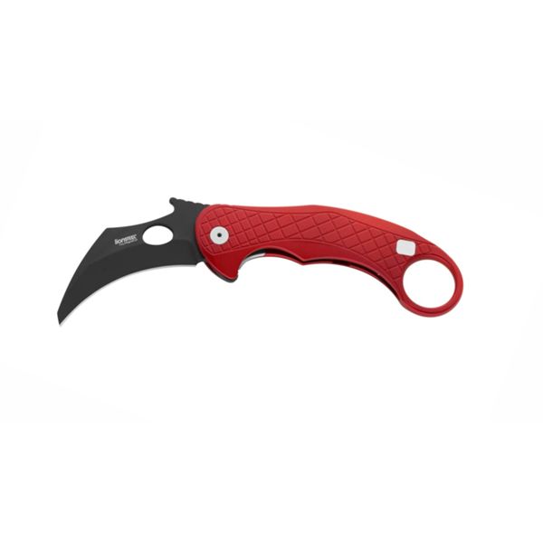 L.E.One - Folding knife Chemical Black MagnaCut bld, RED aluminum hdl