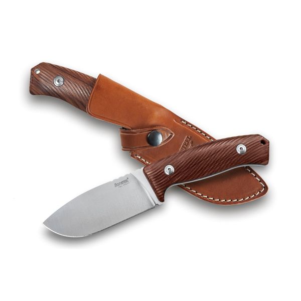 M3 - Hunting fix knife w/NIOLOX bld Santos wood hdl, leather sheath