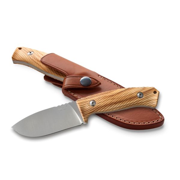 M3 - Hunting fix knife w/NIOLOX bld Olive wood hdl, leather sheath