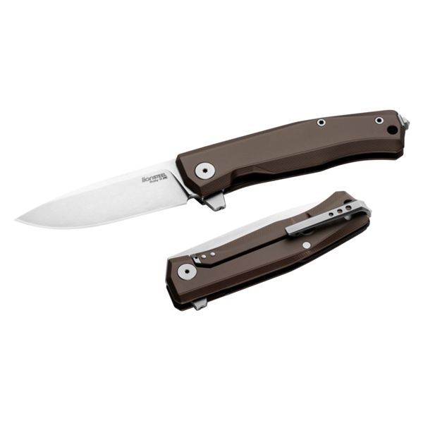 MYTO - Folding knife STONEWASHED M390 bld, EARTH BROWN aluminum hdl