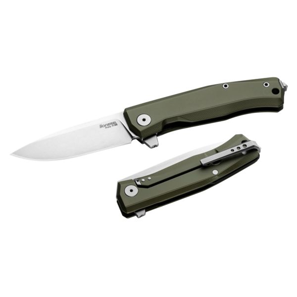 MYTO - Folding knife STONEWASHED M390 bld, GREEN aluminum hdl