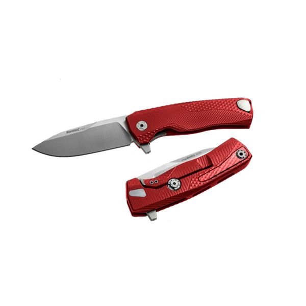 ROK - RED Aluminum knife, RotoBlock, satin finish bld M390