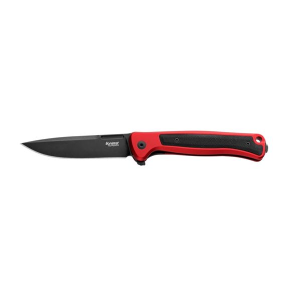 SKINNY - Solid RED Aluminum knife, MagnaCut blade OLD BLACK, Black Canvas inlay