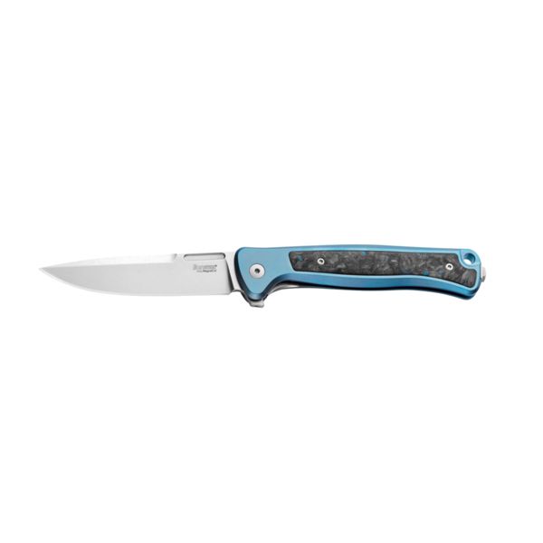 SKINNY - Solid BLUE Titanium knife, MagnaCut blade, Blue Dark Matter Carbon Fiber inlay