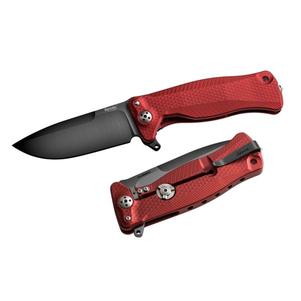 SR11 - SR11 Flipper RED Aluminum knife, RotoBlock, Chemical Black bld Sleipner