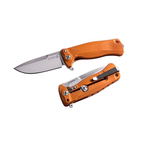 SR22 - FLIPPER ORANGE Aluminum knife, RotoBlock, satin finish bld Sleipner