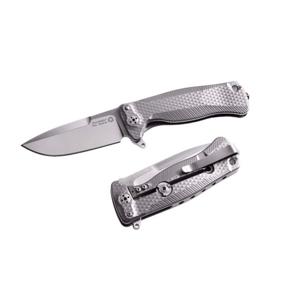 SR22 - Solid Titanium knife, RotoBlock. Sleipner, GREY w/ FLIPPER