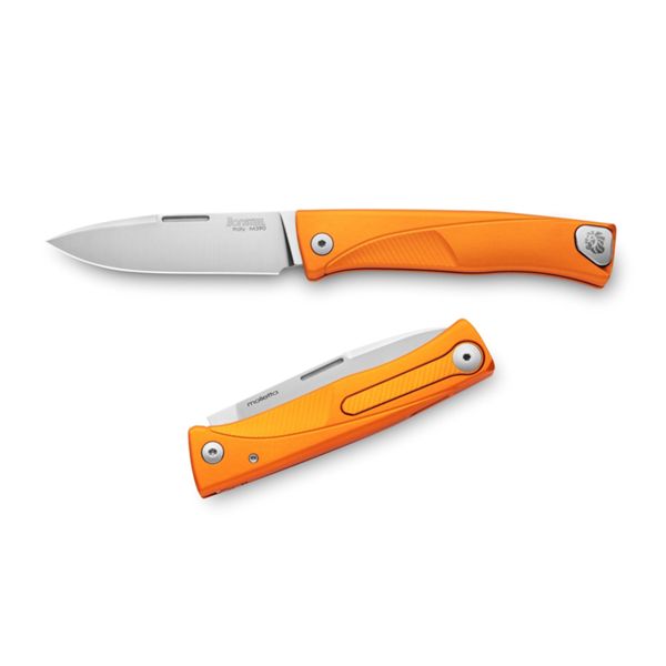 THRILL - Solid ORANGE Aluminum, M390 satin bld, HWAIL clip