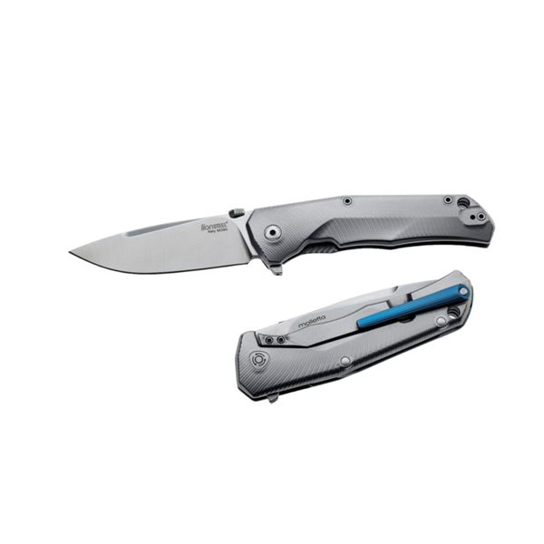 T.R.E. - Folding knife M390 bld, Titanium hdl BLUE Acc. IKBS wood KIT box