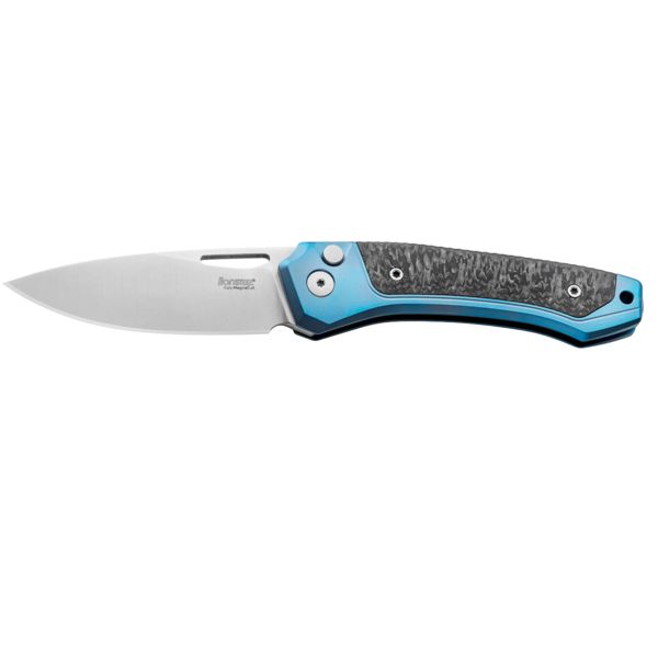 TWAIN - Folding knife Magnacut bld, Blue Titanium and Carbon Fiber hdl