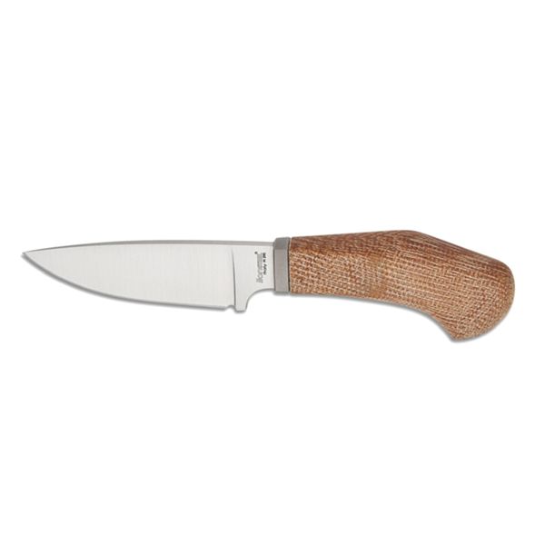 WILLY - Fixed knife m390 blade NATURAL Canvas handle, Ti guard, leather sheath