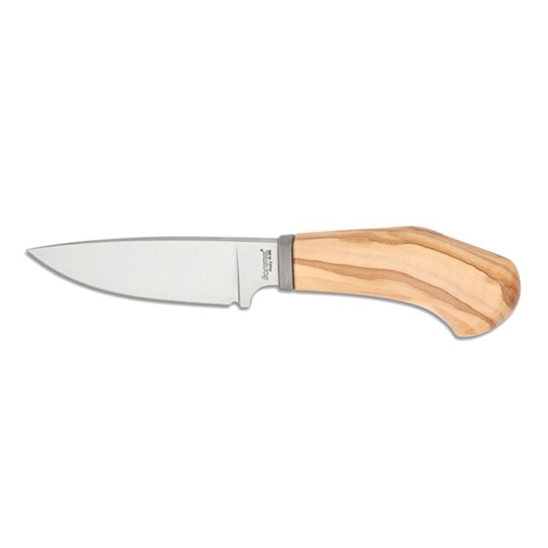 WILLY - Fixed knife m390 blade OLIVE wood andle, Ti guard, leather sheath