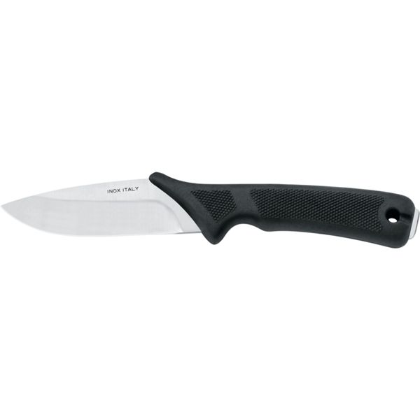 OUTDOOR KNIFE 625, S/S bld, PLASTIC hdl: BLK, +LEATHER SHEATH BLK