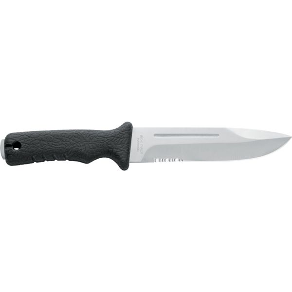 OUTDOOR KNIFE 630, S/S bld w/HOLE, PLASTIC hdl: BLK, +SHEATH