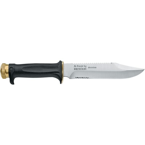 OUTDOOR KNIFE 695, S/S bld, PLASTIC hdl: BLK, +SHEATH