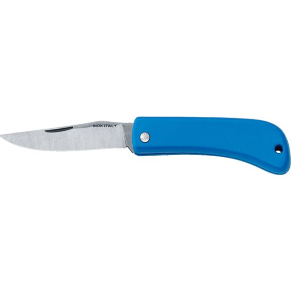 FOLD. KNIFE, S/S bld, PLASTIC hdl: BLU, COLT. CHIUDIBILE M/CO PLASTIC LAMA INOX