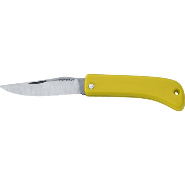 FOLD. KNIFE, S/S bld, PLASTIC hdl: YEL, COLT. CHIUDIBILE M/CO PLASTIC LAMA INOX