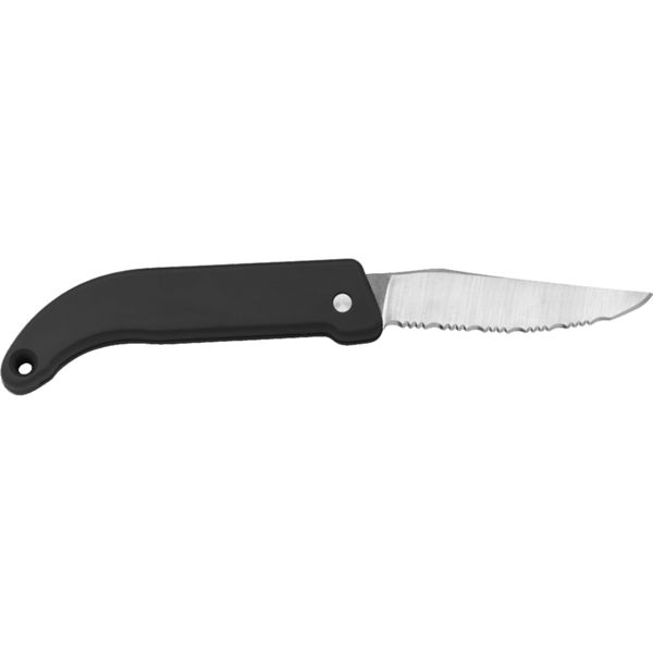 OUTDOOR FOLDING KNIFE, S/S bld w/SAW, CM 17,5, PLASTIC hdl: BLK