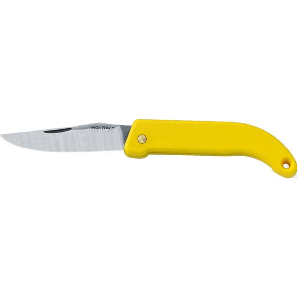 FOLD. KNIFE, S/S bld, PLASTIC hdl: YEL, COLT. CHIUDIBILE M/CO PLASTIC LAMA INOX