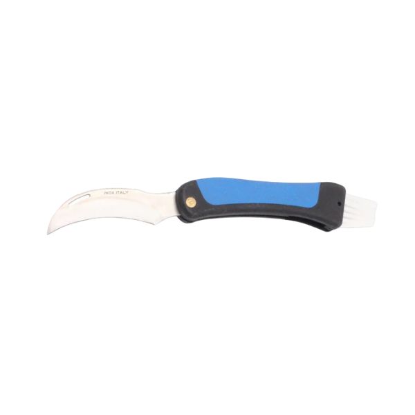 OUTDOOR FOLDING KNIFE A460, MUSHROOMS, S/S bld, PLASTIC hdl: BLK/BLU