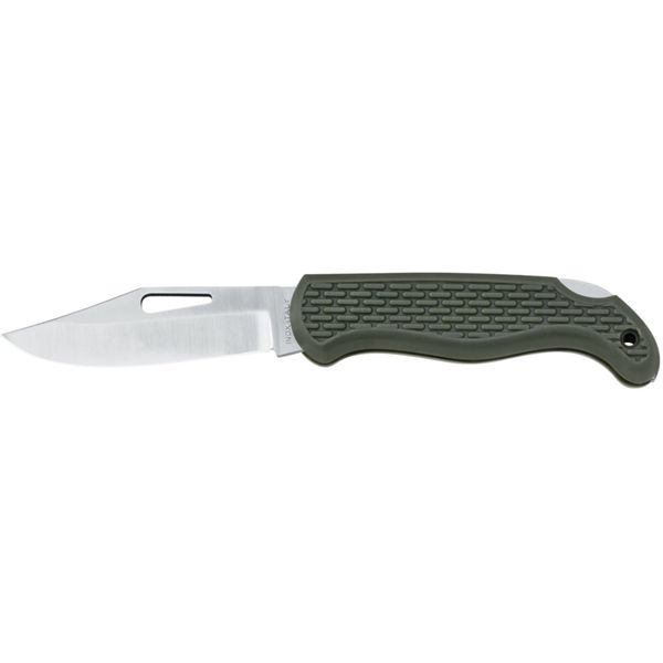 OUTDOOR FOLDING KNIFE A87, S/S bld, PLASTIC hdl: GRN