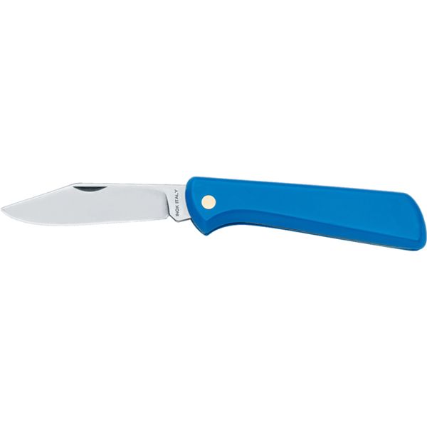 FOLD. KNIFE, S/S bld, PLASTIC hdl: BLU, COLT. CHIUDIBILE M/CO PLASTIC LAMA INOX