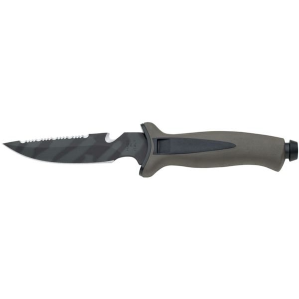 DIVING KNIFE AQUATYS, S/S GRN CAMO PTFE bld 12 CM, PLASTIC hdl: GRN/BLK, +SHEATH