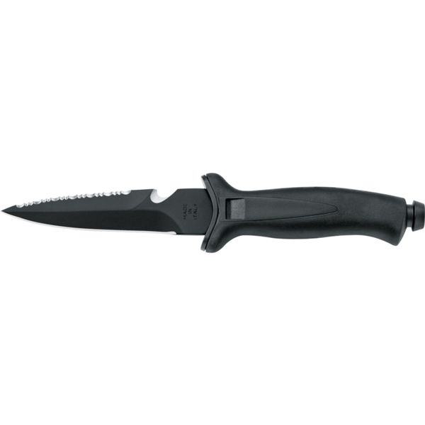 DIVING KNIFE AQUATYS, S/S BLK PTFE DAGA bld 12 CM, PLASTIC hdl: BLK/BLK, +SHEATH