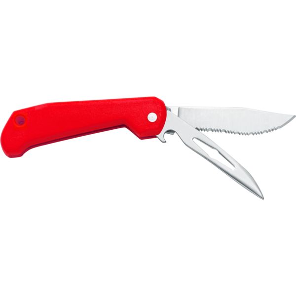 MARINE FOLD. KNIFE B/91, S/S bld, PLASTIC hdl: RED